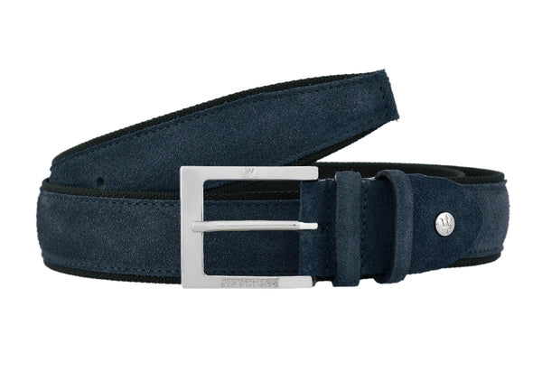 Men's dark blue suede belt