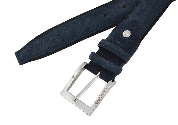 Men's dark blue suede belt