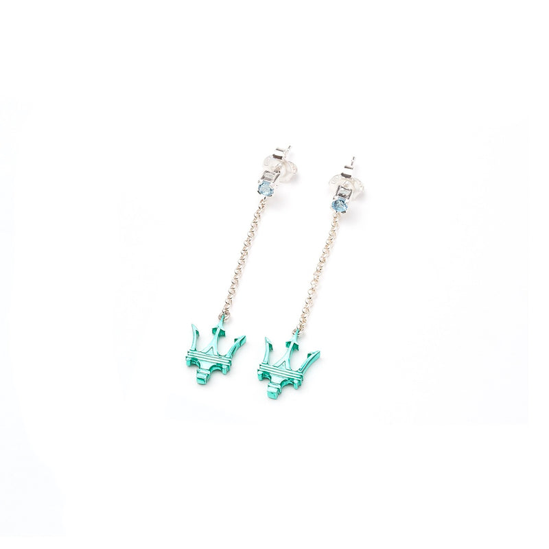 Aquamarine Trident Pendant Earrings