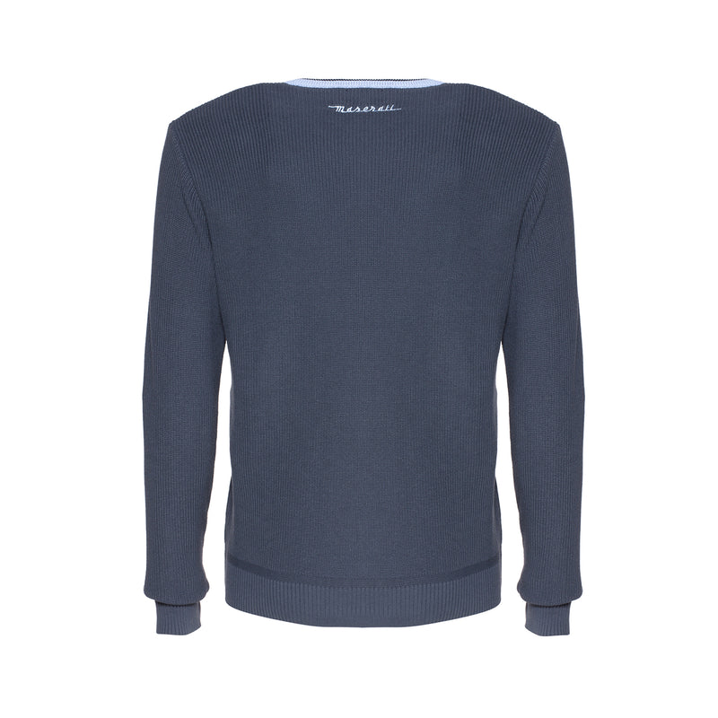 Men's Blue Round Neck Sweater