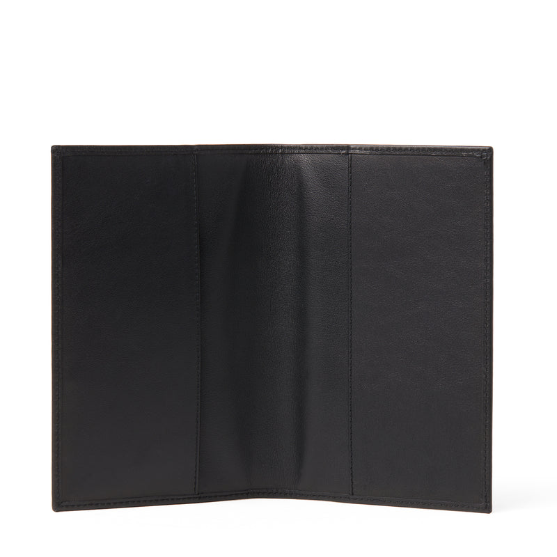 レザー製手帳カバー（ブラック、15x9 cm)