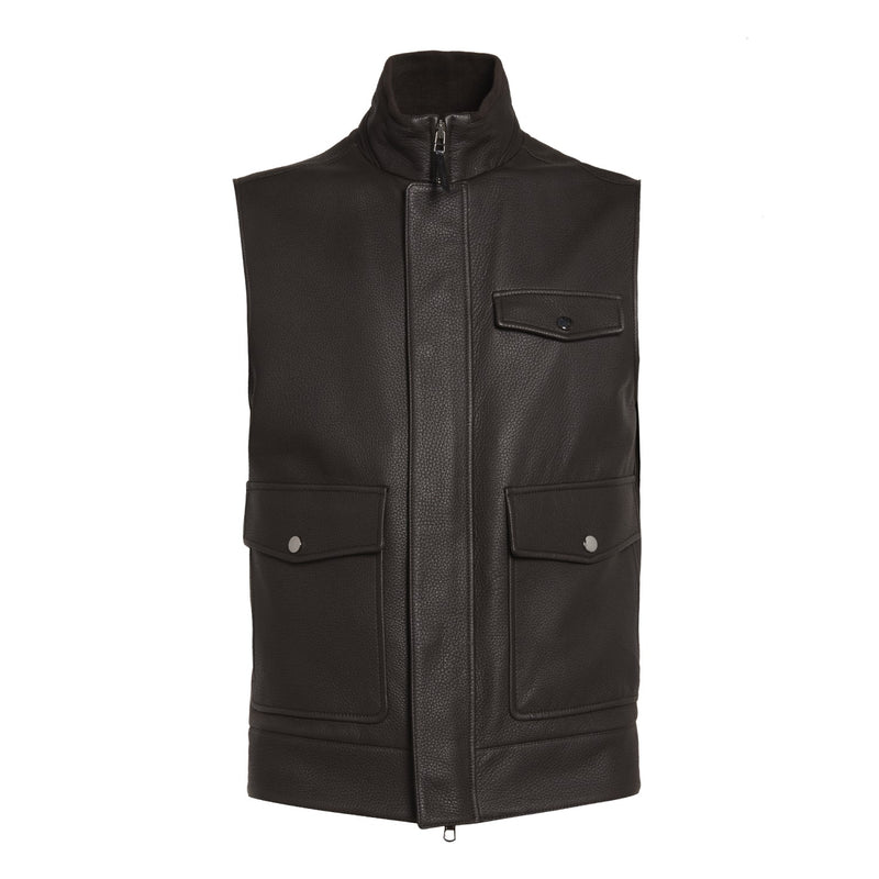 Leather Gilet Brown