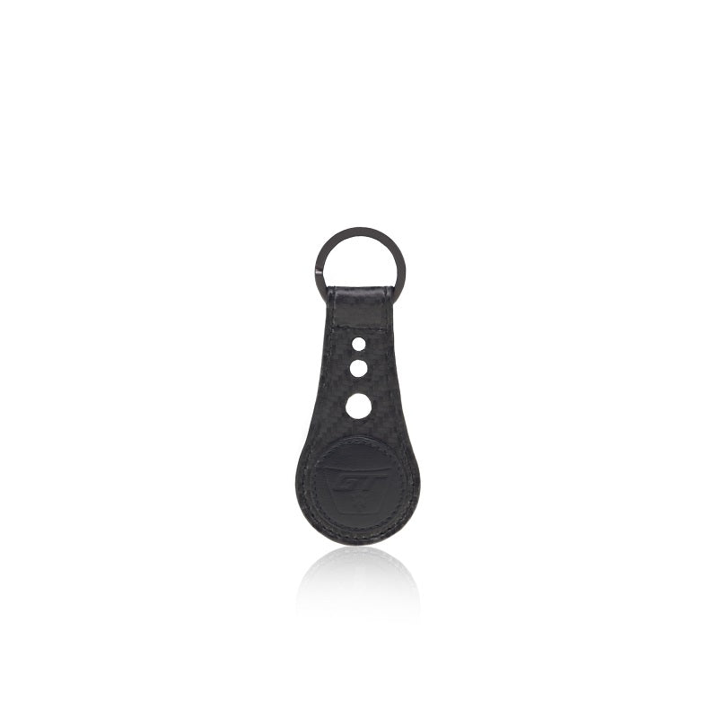 Carbon and black leather keychain