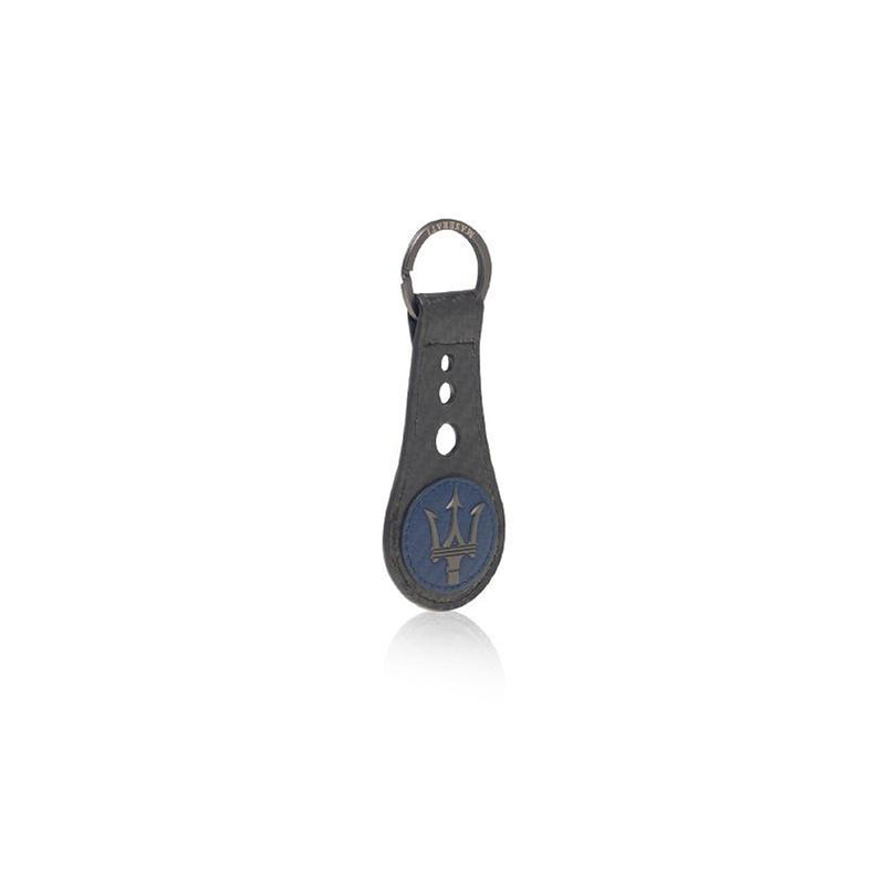 Carbon and blue leather keychain