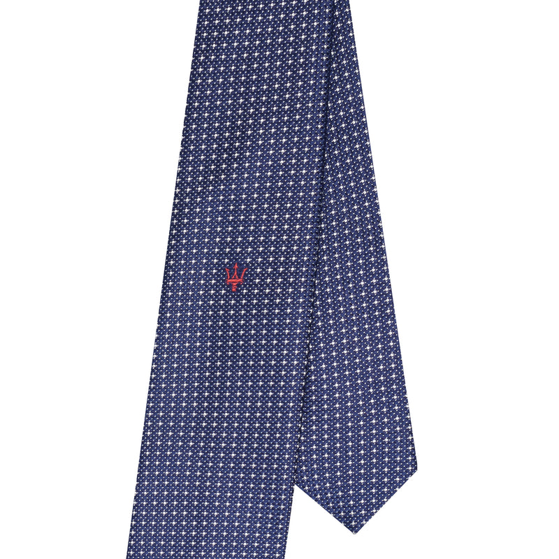 シルク製ネクタイ マイクロ柄 ブルー