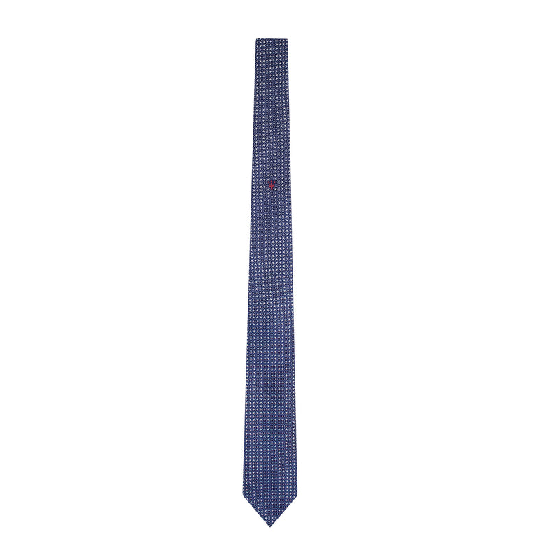 シルク製ネクタイ マイクロ柄 ブルー