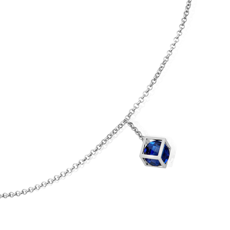 蓝色天然宝石垂饰项链
