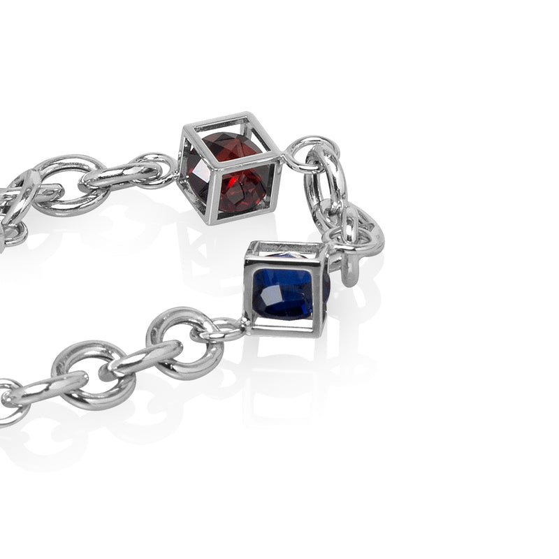 WOMEN'S BRACELET WITH NATURAL BLUE AND RED STONES