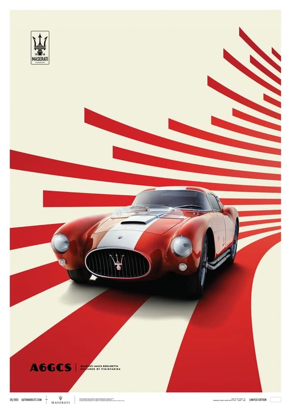 红色 A6GCS Berlinetta 设计海报