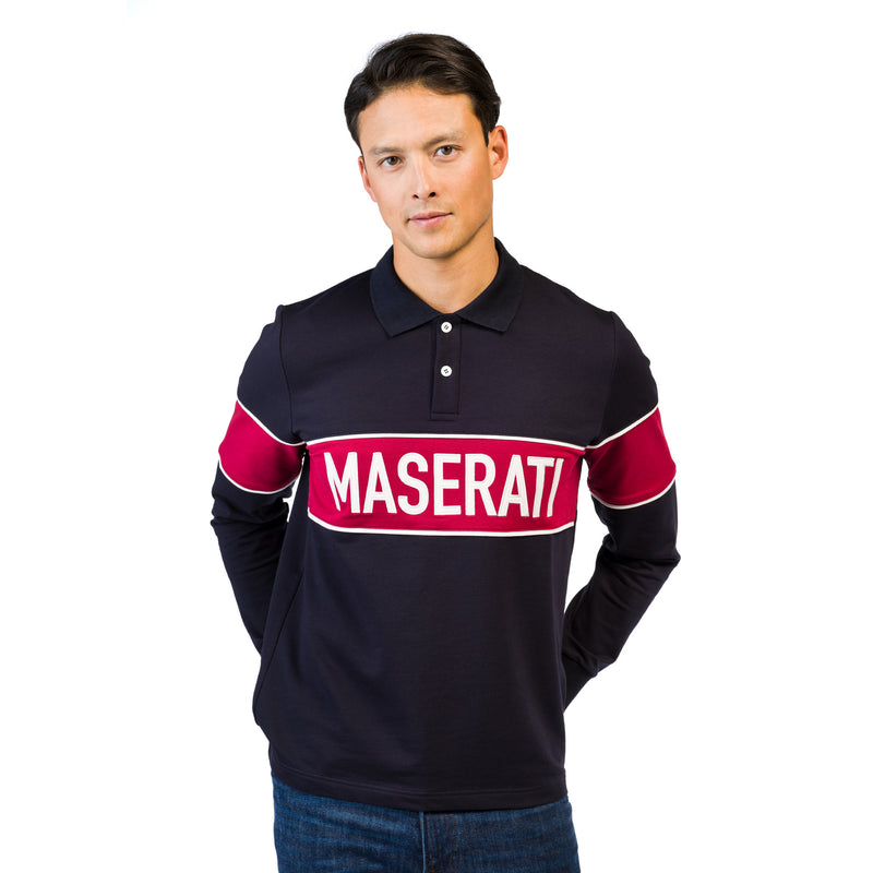 Men's long-sleeved Polo Blue and Red