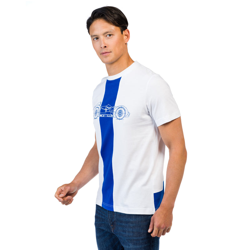 Men's White and Blue T61 T-Shirt