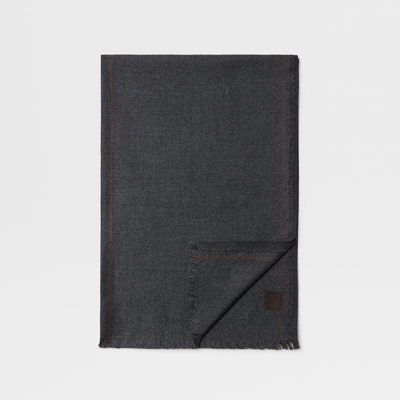 Grey Cashmere And Silk Scarf