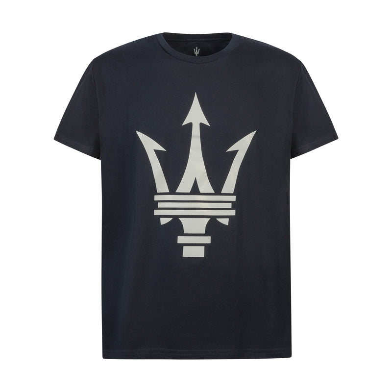Blue Kid's T-Shirt with Maxi Maserati Trident
