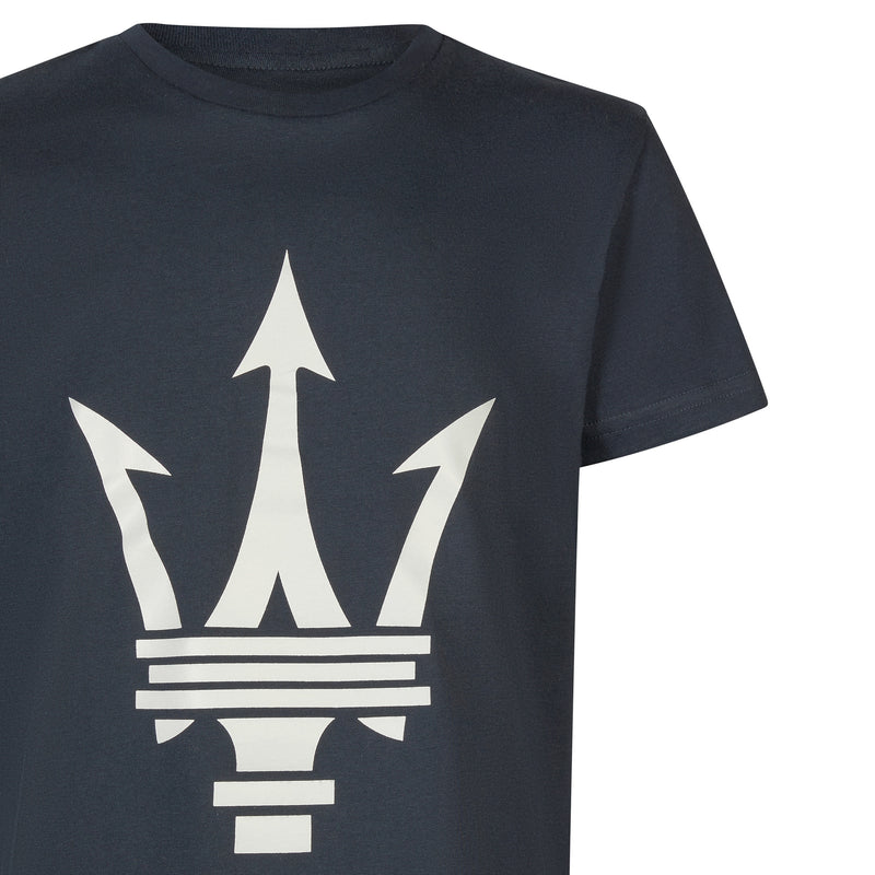 Blue Kid's T-Shirt with Maxi Maserati Trident