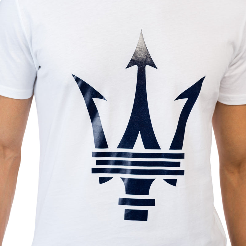 White Unisex T-Shirt with Maxi Maserati Trident
