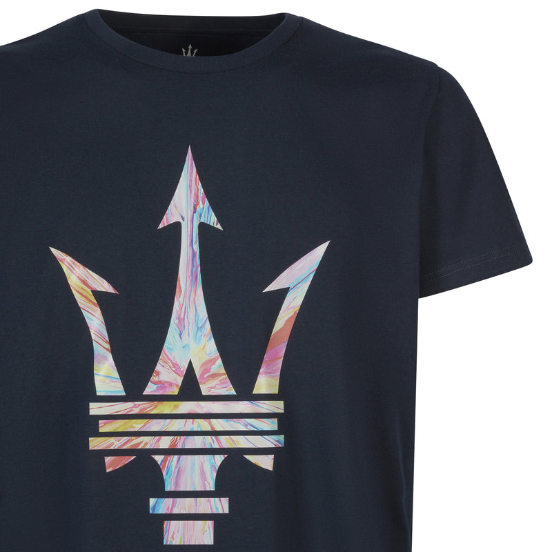 Blue Unisex T-shirt with Maxi Maserati Trident - Paint Limited Edition