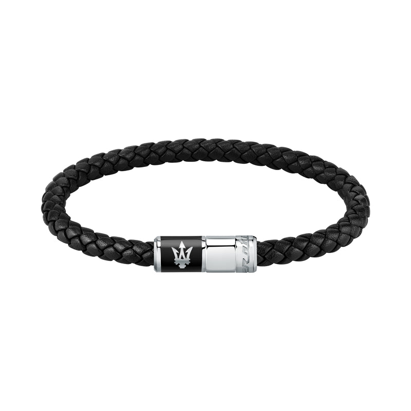 Black Leather Bracelet (JM222AVE07)